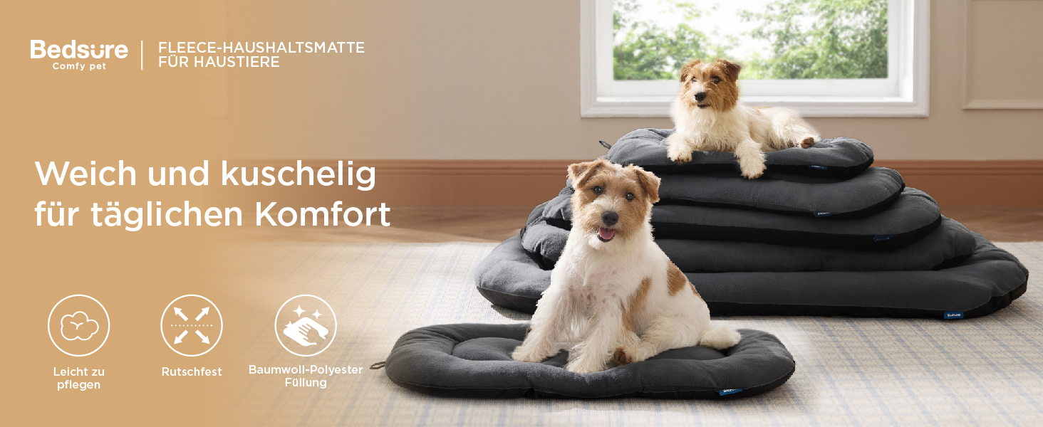 Кілимок для собак BEDSURE - м'який та зручний, 89x56 см, темно-сірий. Підходить для великих та середніх собак, з неслизькою основою.