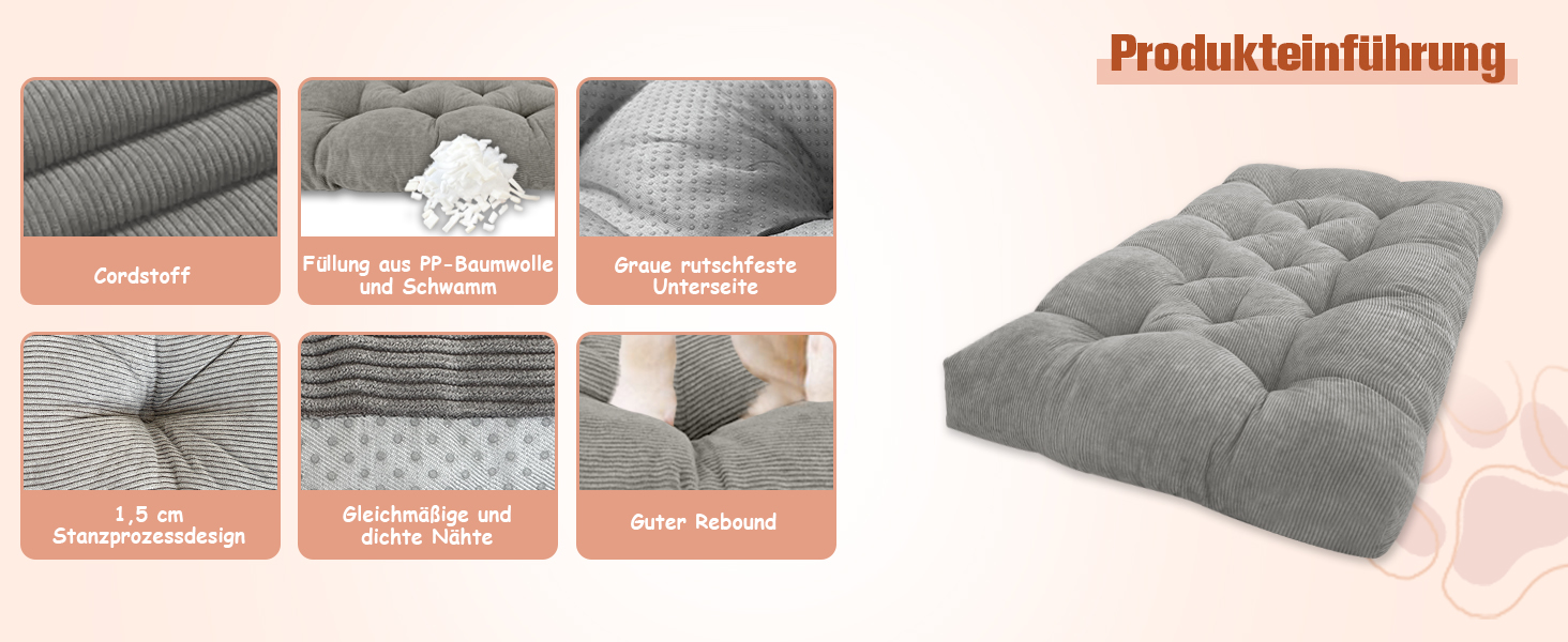 Ортопедичне ліжко для собак 50x30x8 см, м'яке, з антиковзним дном, для маленьких та середніх собак, біле