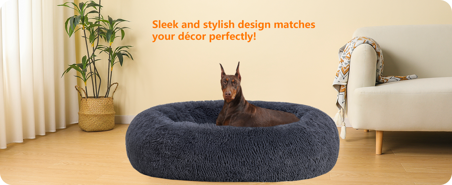 Ортопедичне ліжко для собак, круглі подушки, ліжко для собак, ліжко для котів, м'який кошик для собак, можна прати, діаметр 120 см, темно-сірий колір, розмір 120 x 120 x 20 см