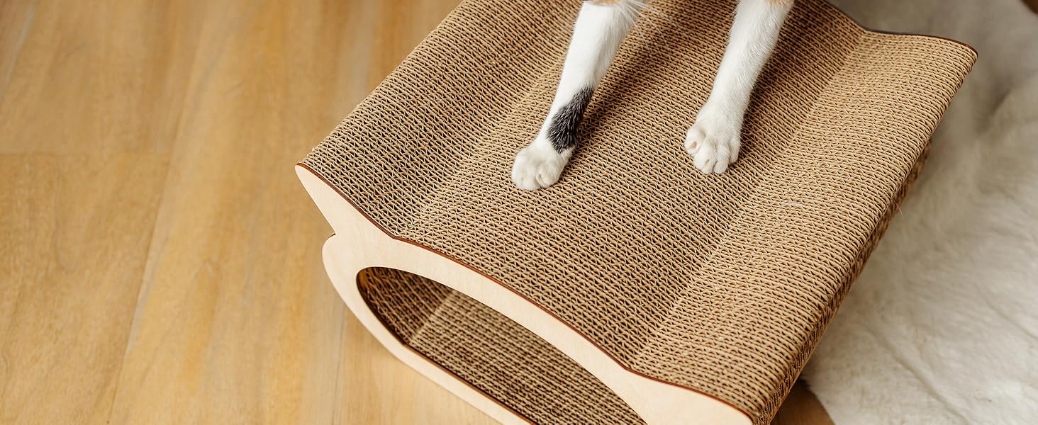 Котяче дряпальня | Дряпка з посиленої картонної конструкції | Натуральні дряпальні дошки | Міцні меблі для котів | 2в1 Дряпка-будиночок для котів | Якісний картон | Великий розмір (37 x 36 x 37 см, у формі кота)