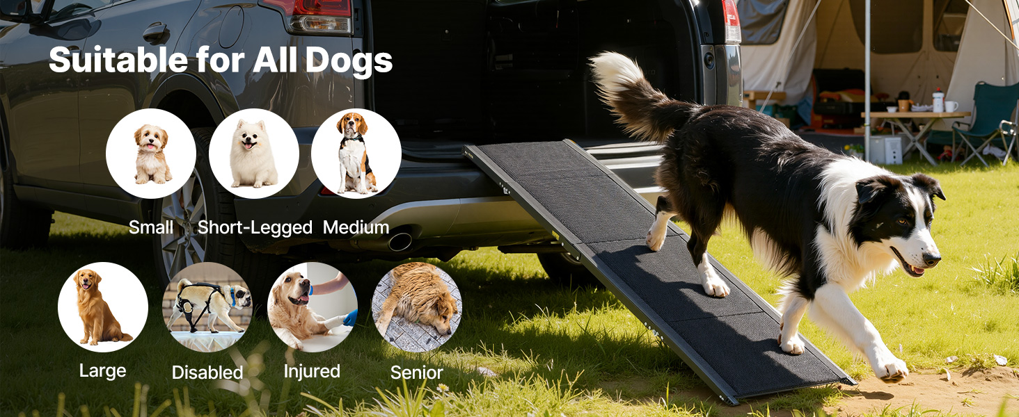 Східці для собак VEVOR, 180 x 43,2 см, розкладні, для середніх та великих собак до 113 кг, з антиковзкою поверхнею Oxford, портативні для SUV та вантажівок