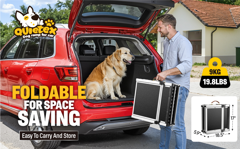 Рампа для собак у автомобіль, автоматичне складання, 170 см, чорна. Рампа для собак, вантажівок та SUV. Максимальне навантаження: 150 кг. Антиковзаюча поверхня.