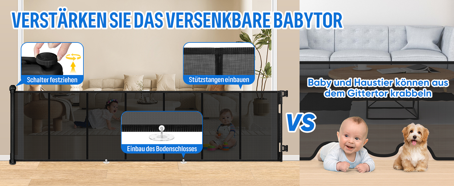 Захист для дверей MYPIN, висувний, 0-140 см - сітка для собак, дітей, для дому та вулиці, чорний