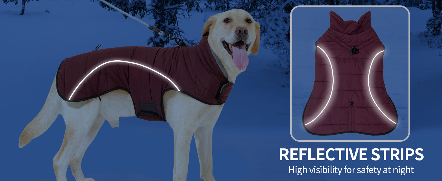 Водонепроникний теплий зимовий одяг для собак Heywean: куртка, жилет, пуловер з флісу, D-Ring, світловідбивачі, клямки, для малих, середніх та великих собак, червоний (L)