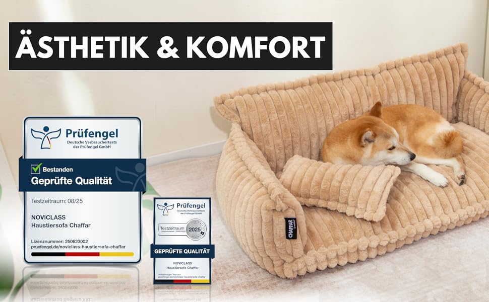 Софа для домашніх тварин Chaffar: ліжко для собак та котів з ортопедичним матрацом, сучасний стиль, матеріал - Cord, розмір XL (120 см)