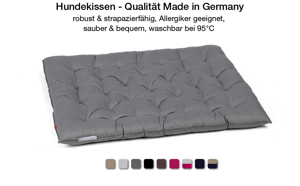 Ортопедичне собаче ліжко Doctor Bark Urban - для великих собак, 80x60 см, сірий колір, Made in Germany. Миється до 95°C.