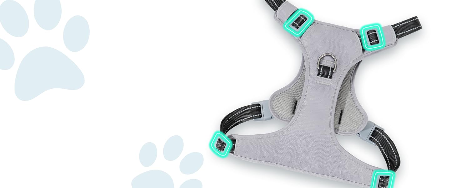 Шлейка для собак Huntboo Anti-Zug, проти вислизання, для малих, середніх та великих собак, не тягне, з світловідбиваючими елементами та 2 карабінами, не дає змогу душитися, регульована для тренувань та бігу (Чорний, S)