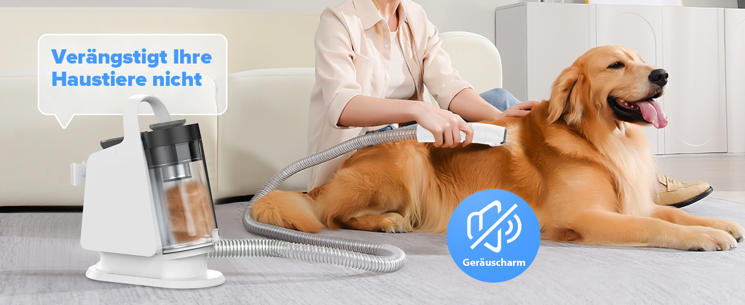 Машинка для стрижки собак зі вбудованим пилососом, 13000Pa, тиха, для собак та котів, 7 насадок, контейнер для сміття 2L