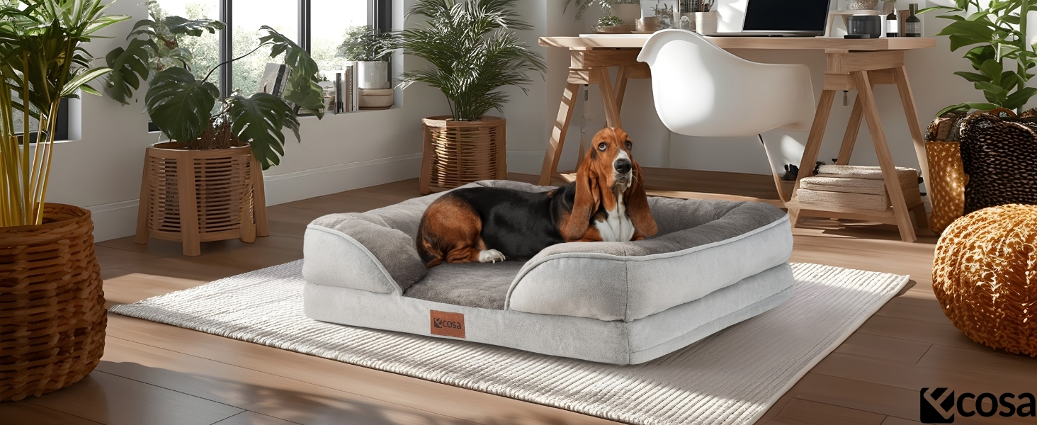 Ортопедичне ліжко для собак Ecosa®: велике, середнє, маленьке. Зручне, миється, знімний чохол