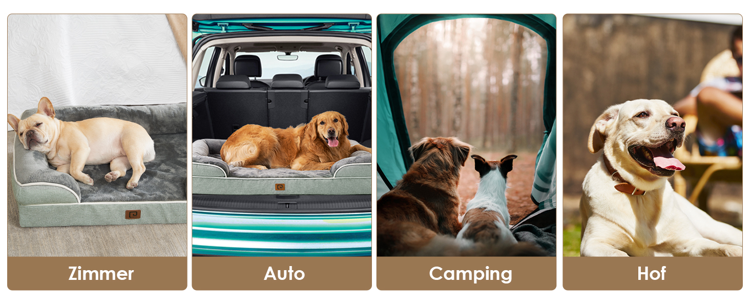 Ортопедичне ліжко для собак EHEYCIGA, великі породи, 112x81 см, кошик для собак з Memory Foam, XL, водовідштовхувальне, неслизьке, з високим бортиком, сіро-зелене