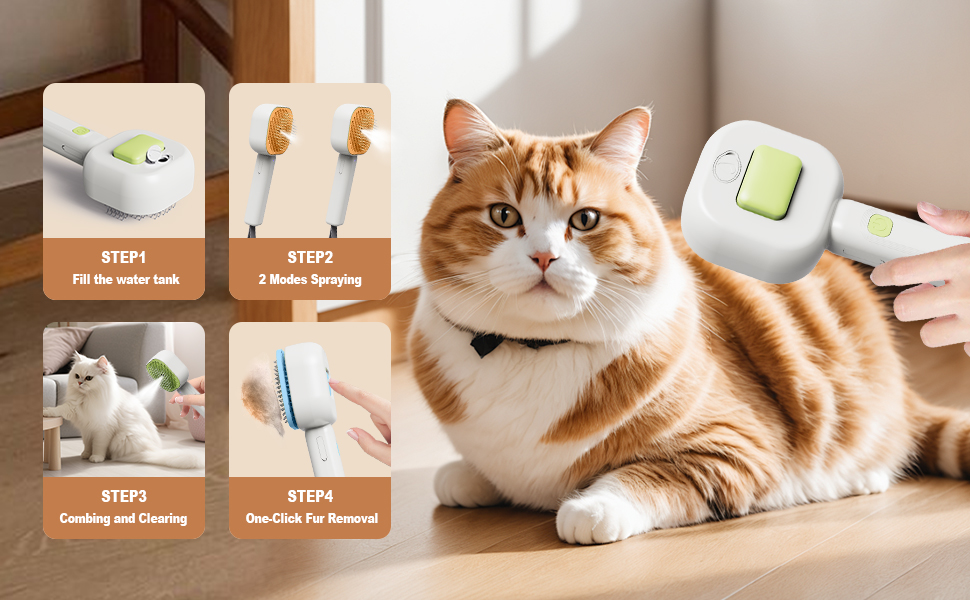 Парфумерна щітка для котів 4 в 1, синього кольору: догляд за шерстю котів та собак, самоочищення, антистатична