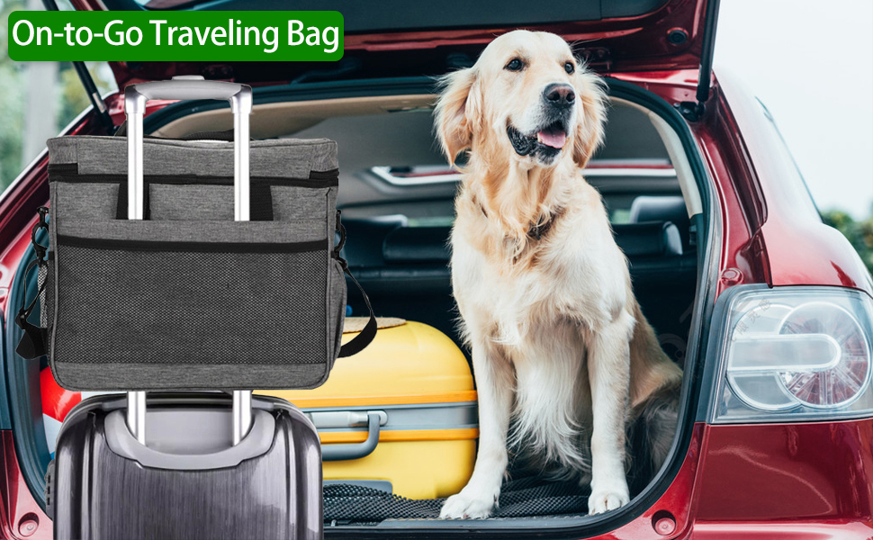 Транспортна сумка для собак та котів на 2 собак, для подорожей, з місткими кишенями та складаними мисками