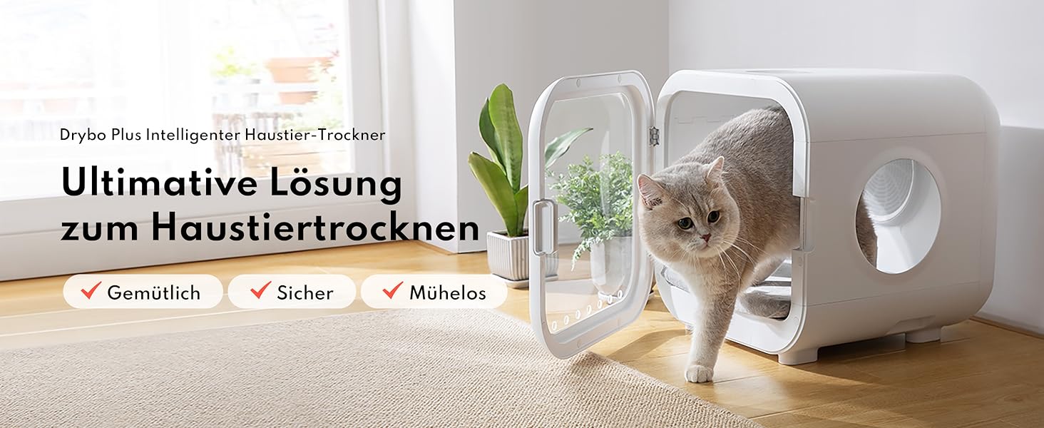 Haustiertrockner HomeRunPet Drybo Plus: Безшумний, автоматичний фен для собак та котів (50л, білий)