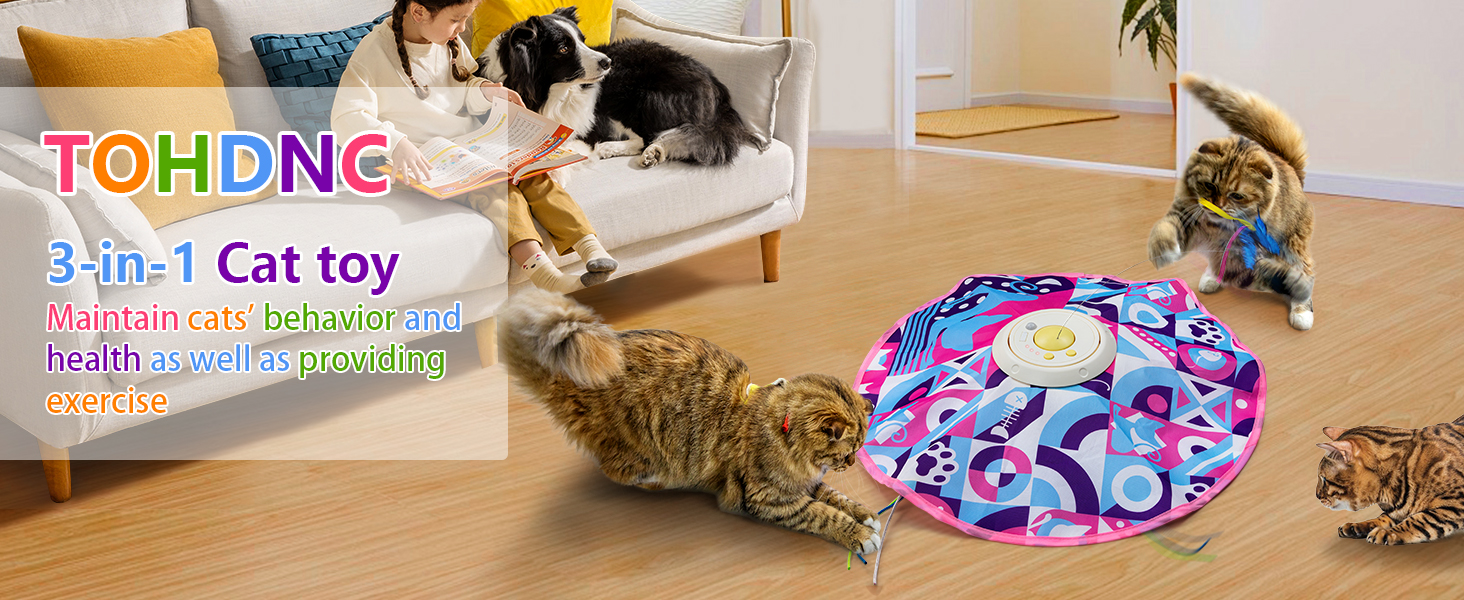 Автоматична іграшка для кота TOHDNC 3-в-1: ховається та шукає, з блискучим метеликом та рухомою пір'ям. Інтерактивна іграшка для кошенят та дорослих котів всіх порід