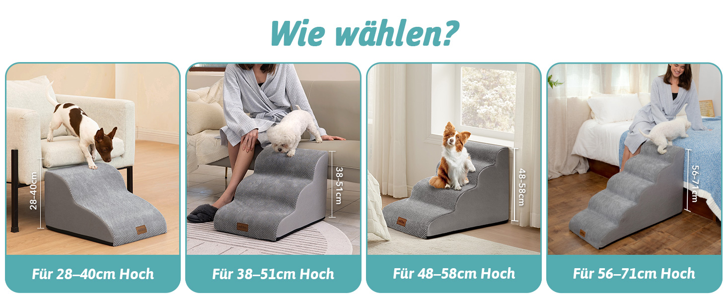 Сходинки для собак: компактна драбина для маленьких собак 57 см, 5 ступенів, з антиковзким покриттям та знімним чохлом