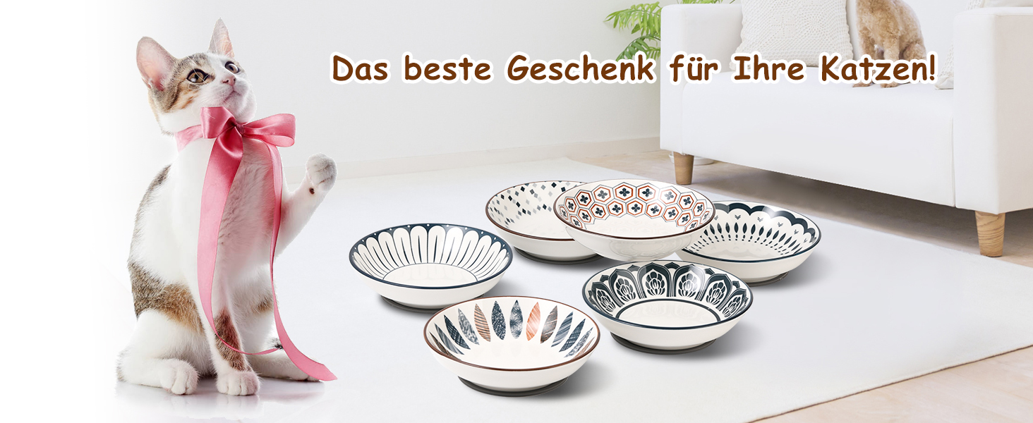 Набір мисок для котів з кераміки Katzennapf Set - 6 шт. - білий (Classic-A)