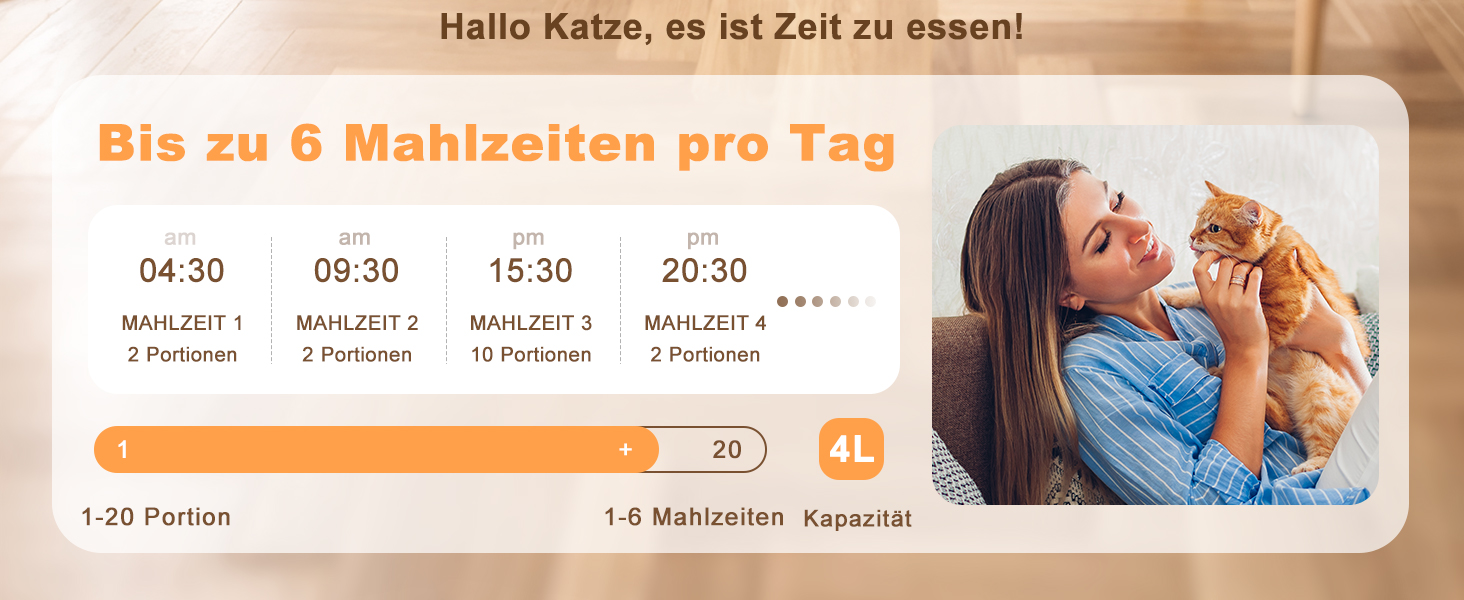 Автоматичний годівниця для котів та собак Anykuu 4L з таймером та контролем порцій. Автоматичний диспенсер для сухого корму з функцією запису (10с) для маленьких та середніх тварин, білий