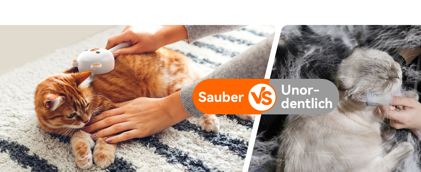 Щітка для котів FEELNEEDY з парою, USB-зарядка, для довгої та короткої шерсті, 2 швидкості, оранжева