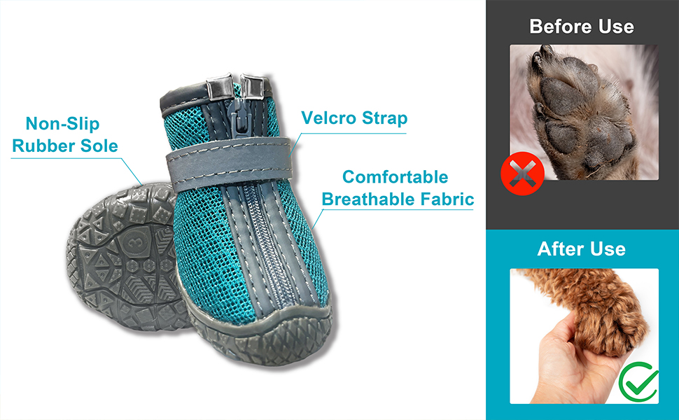 Взуття для собак, захист подушечок лап, Outdoor, 4 шт. Дихаючі чоботи для собак, регульовані, для маленьких та середніх собак (5, блакитний)