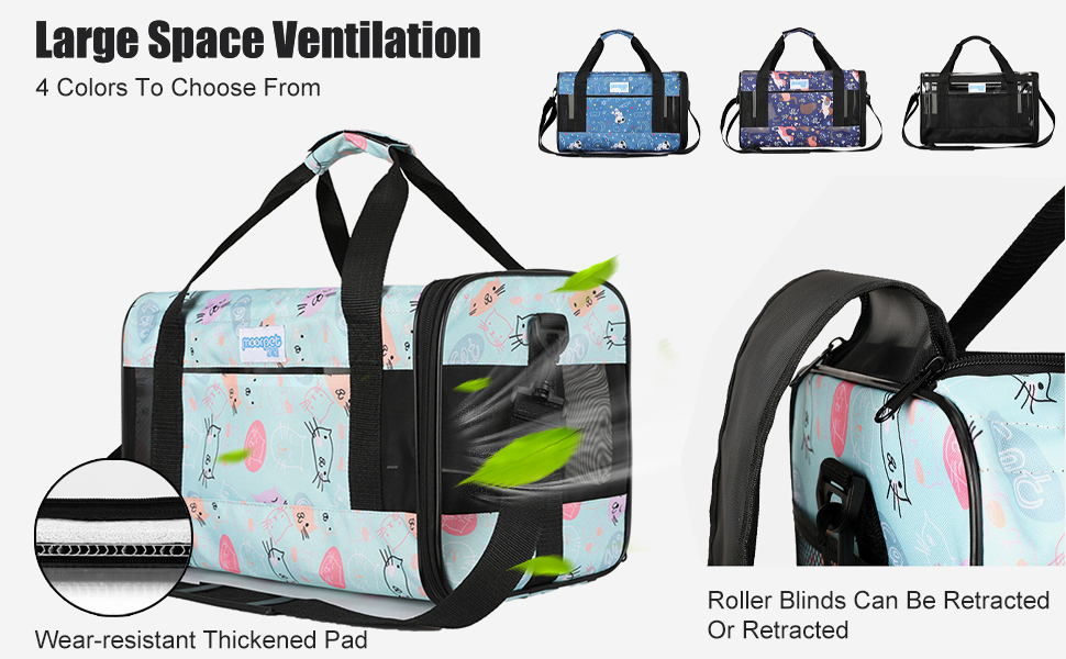 PETCUTE Транспортна сумка для котів та собак, складана, з плечовим ременем, схвалена авіакомпаніями, дихаюча, знімний килимок, M, Marineblau (Морський блакитний)