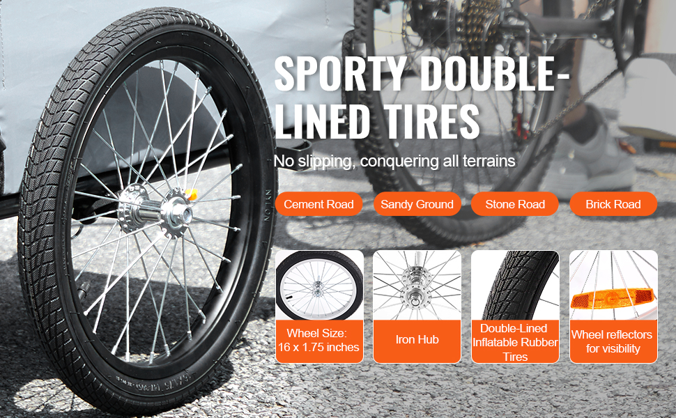 Фаркоп-причіп для велосипеда VEVOR, вантажопідйомність 88/100/72,6 кг, складаний, компактний, з універсальним з'єднанням