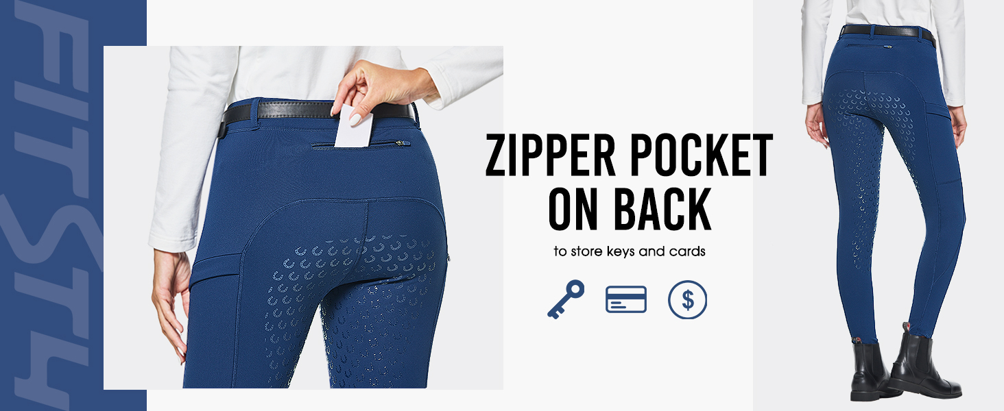 Легінси для верхової їзди жіночі зимові FitsT4 з флісу, силіконовий повний сидіння, з блискавкою та петлями для ременя, чорні, розмір M