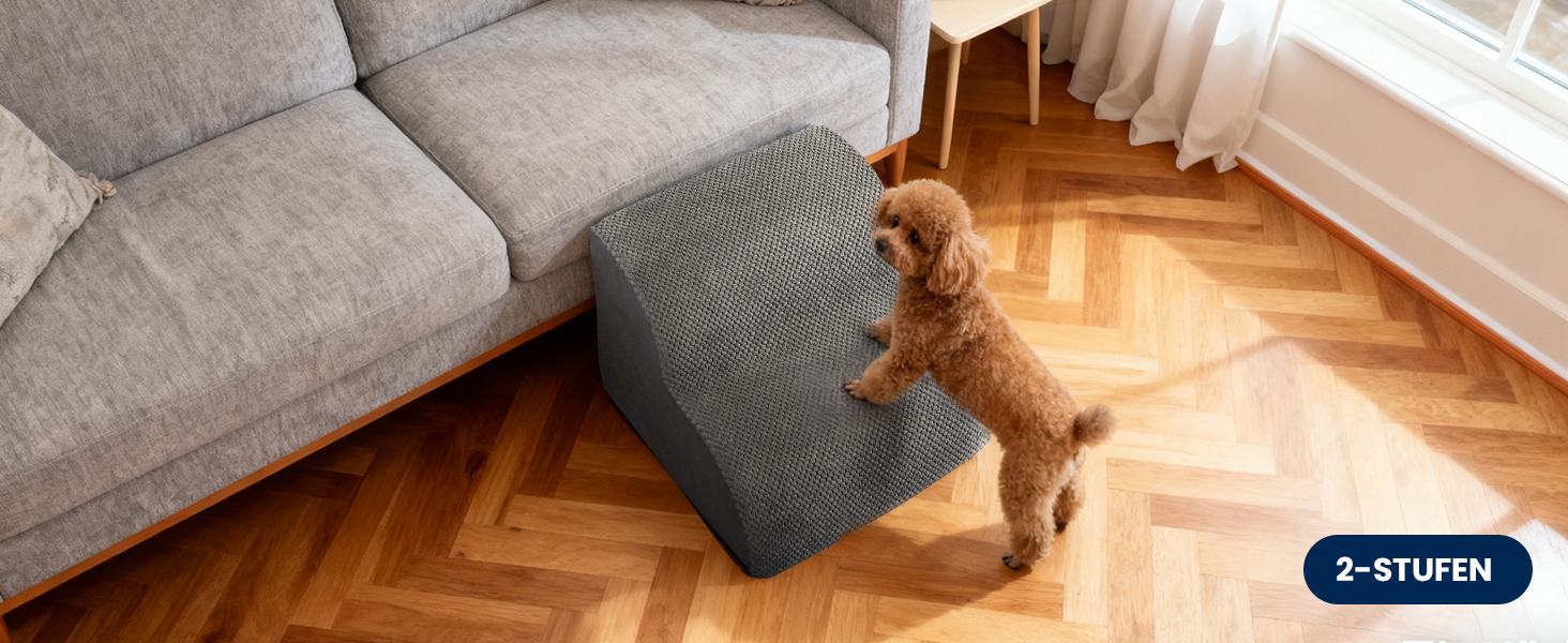 Сходинки для собак Mora Pets: зручні та безпечні сходи для ліжка та дивану, 4 сходинки, антиковзаюча поверхня, знімний чохол, 50 см висота