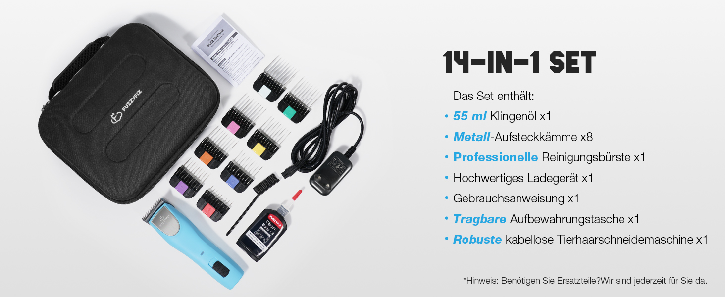 Професійна машинка для стрижки собак FuzzyFix: 2 швидкості, ергономічний дизайн, для собак та котів, стрижка густого, довгого та кучерявого хутра, блакитна