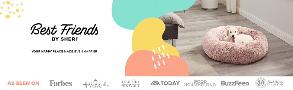 Кругле ліжко для домашніх тварин Best Friends by Sheri Calming Donut - ПУХНАСТЕ, ПУДРОВО-РОЖЕВЕ, 76x76 см