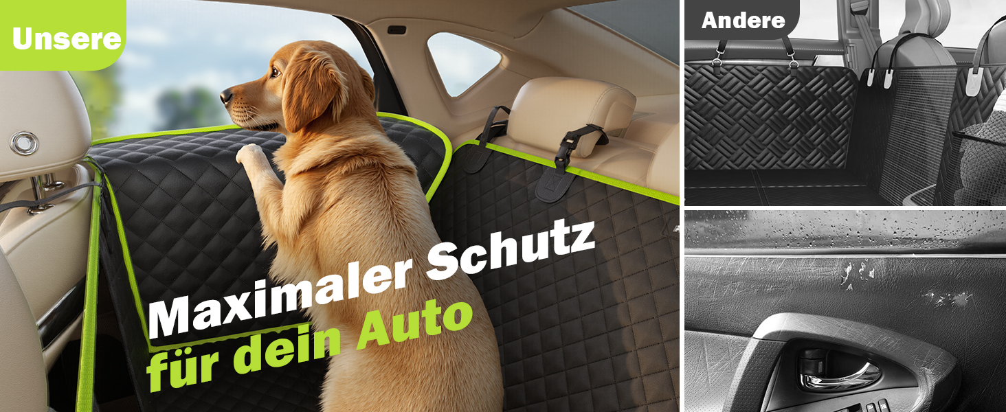 Плед для собак у машину Pecute з жорсткою основою, 136x60 см, захист сидіння, водовідштовхуючий, анти-царапин, для собак до 150 кг, чорний з зеленим кантом