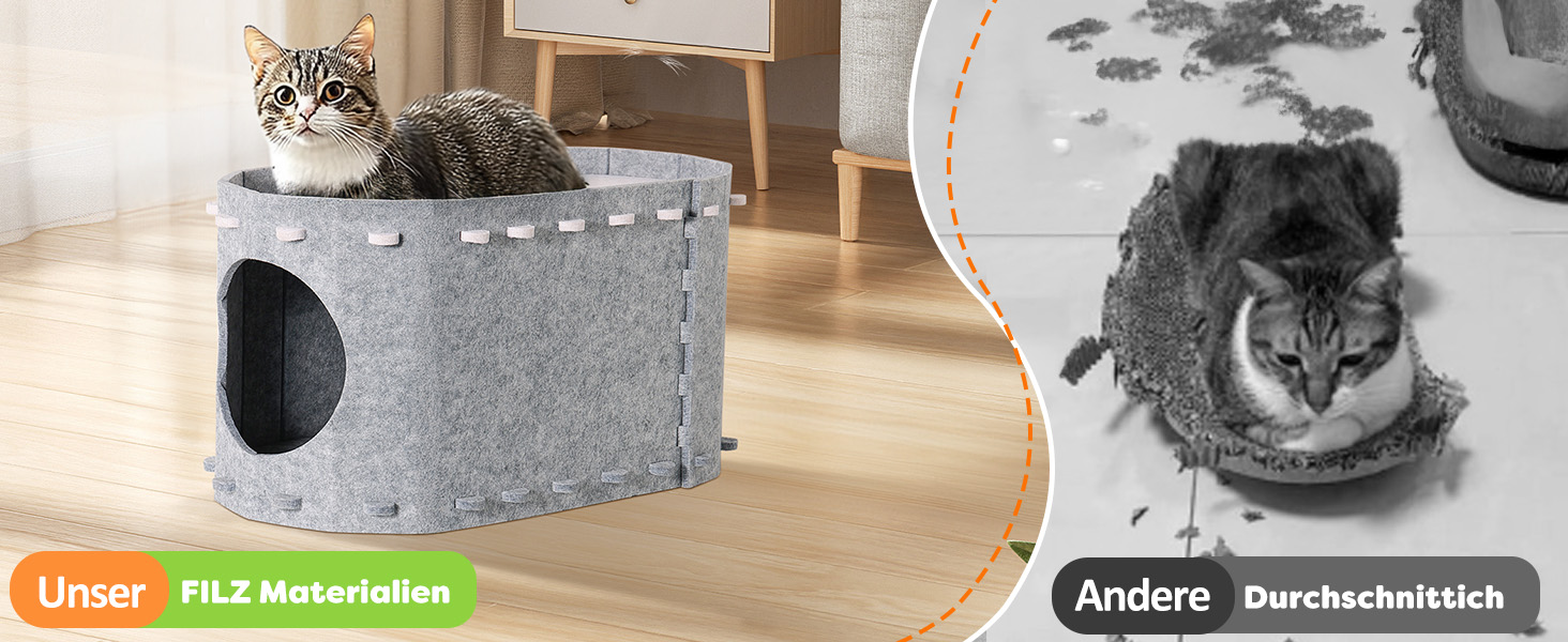 Кігтеточка-будиночок для котів Solview з фетру, сіра, 58x33x30 см