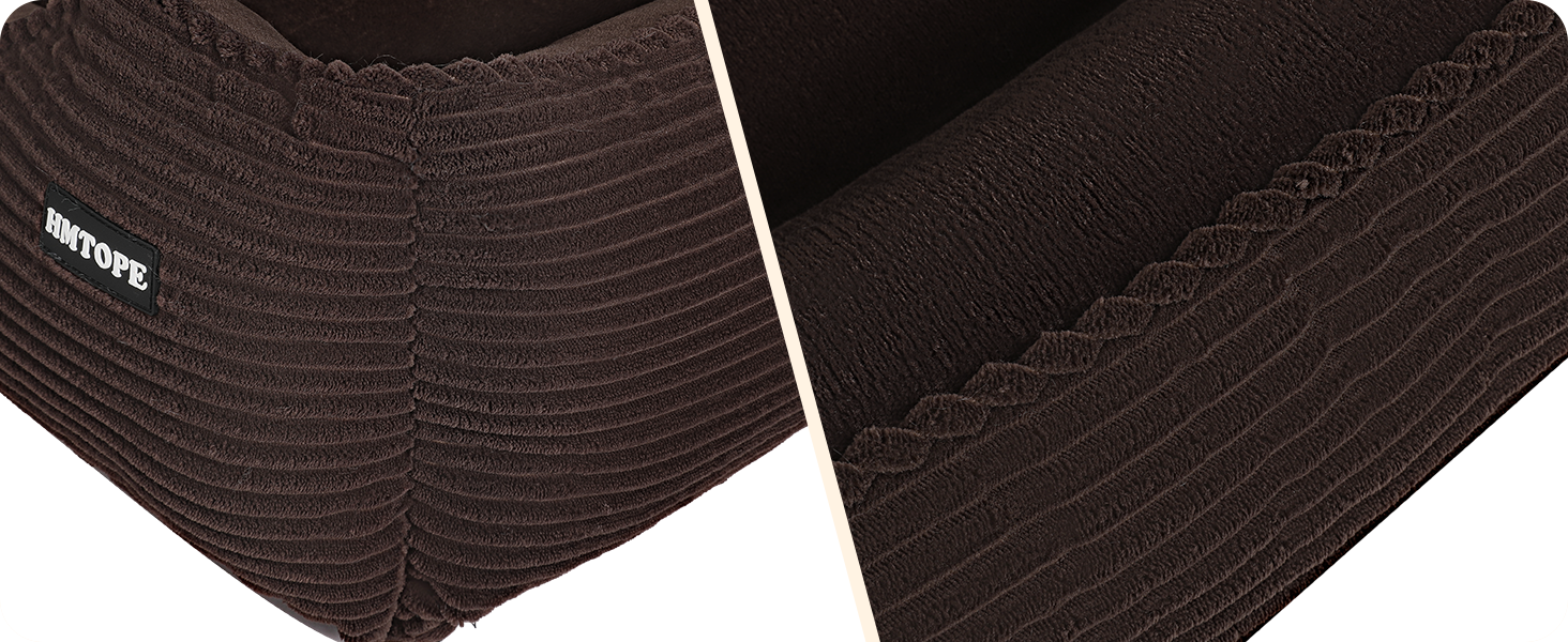 Ліжко для собак з тканини Cord, S/M/L, антиковзаюче, знімний та пральний чохол, м'яке та дихаюче, коричневе, 110 x 85 x 27 см