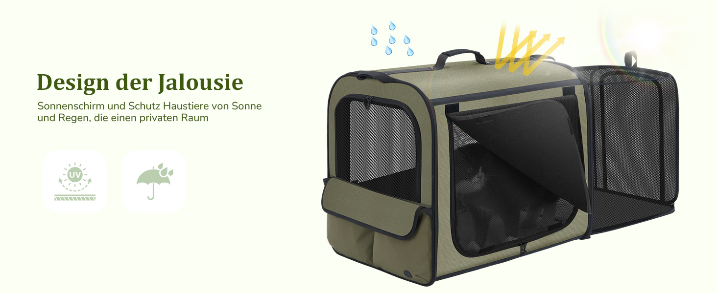 Pecute Розширювана переноска для котів та маленьких собак, переноска-трансформер, 61 x 52 x 45 см, для подорожей, темно-сірий, темно-зелений