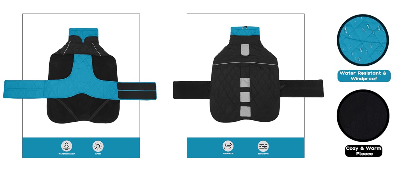 Тепла куртка для грейхаундів та інших породистих собак, флісова підкладка, блакитна