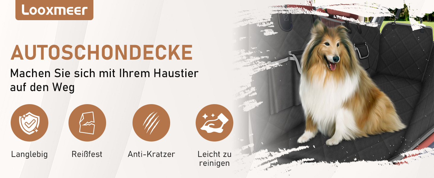 Накладка на сидіння автомобіля Looxmeer для собак, водовідштовхувальна та стійка до подряпин, універсальна, з захистом боків та оглядовим вікном, 137 x 147 см, сіра