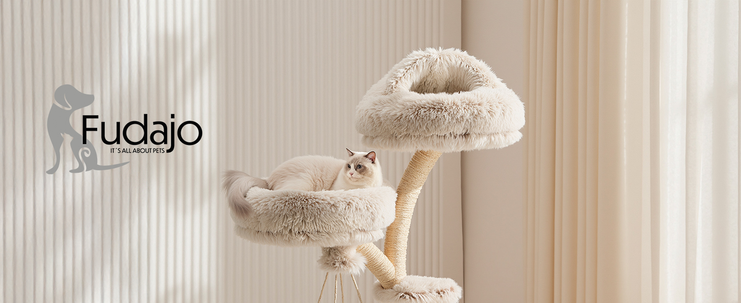 Кігтеточка для котів Fudajo Designer у вигляді дерева, 130 см, з плюшем та сизалем, з гамаком, для лазіння та відпочинку
