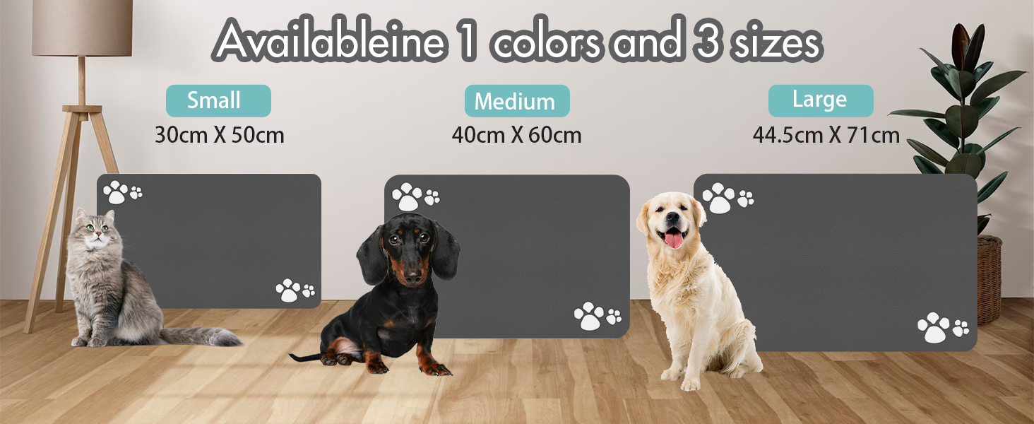 Гумова килимок для годівлі собак та котів, 44.5 x 71 см, сірий (4 лапки)