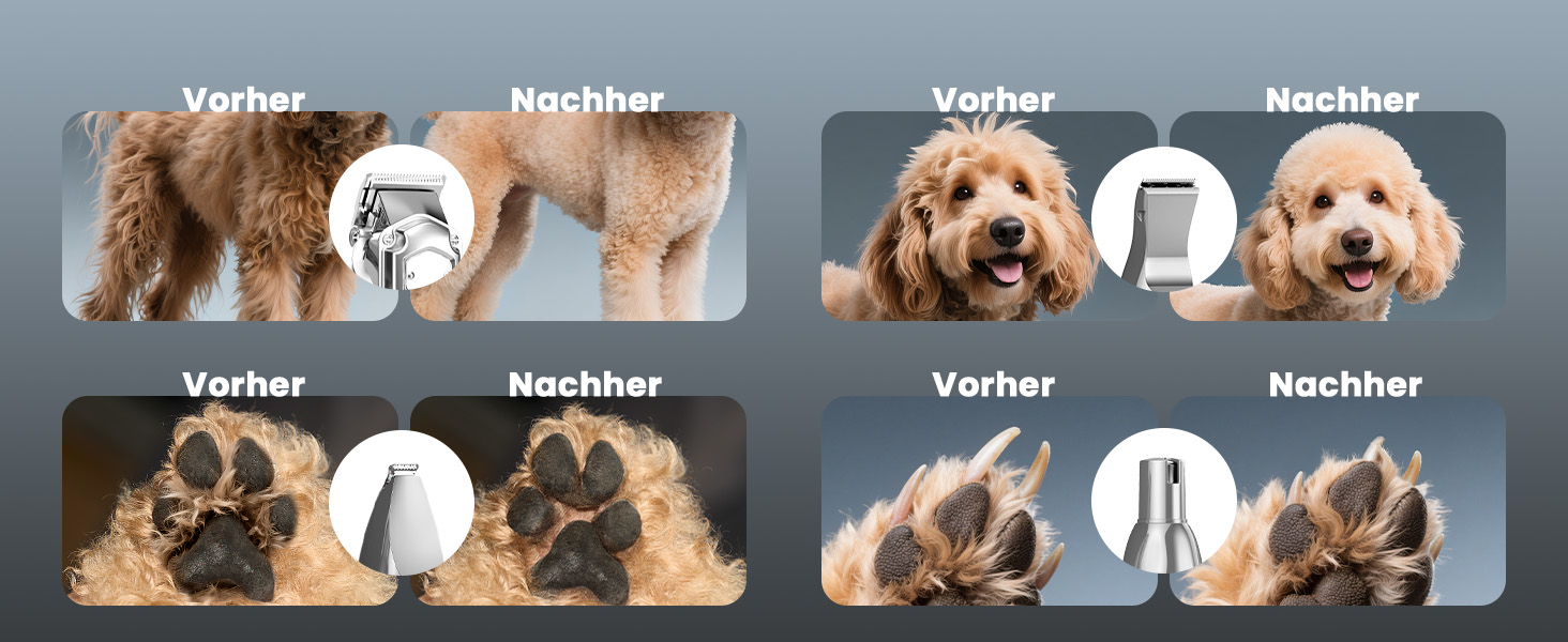 Машинка для стрижки собак Oneisall 4-в-1: стрижка, триммінг, шліфування кігтів. Підходить для собак та котів, тиха, професійна, 4 години роботи від акумулятора