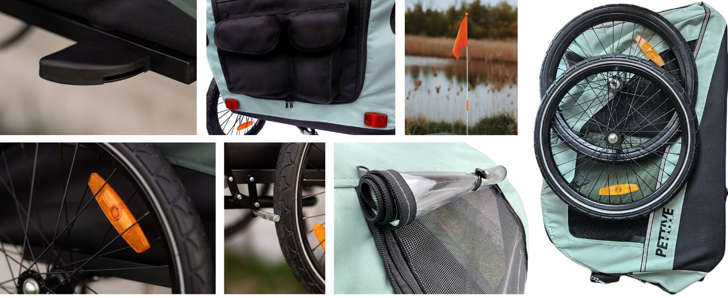 Причіп для велосипеда для собак до 40 кг, будівельник Active ONE 2в1, причіп для собак з підвіскою, світло-зелений