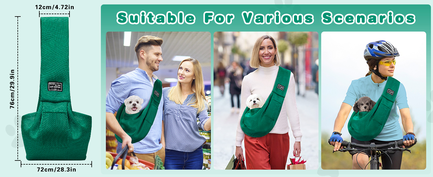 Переноска для собак Classycoo - дихаюча сітка, для котів та собак, з кишенею та страхувальним ремінцем, до 8 кг (М'ятно-зелений)