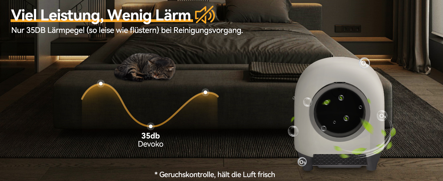 Devoko Самоочисний туалет для котів, 90л з низьким порогом, APP-керування, датчик безпеки та килимком