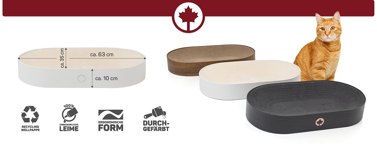 Килимок для кота з гофрокартону Apollo від CanadianCat Company, овальний, горіховий колір, 63 x 35 x 10 см