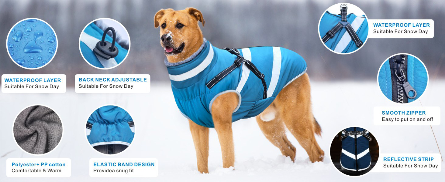 Водонепроникні куртки для собак, зимові теплі куртки для собак, одяг для домашніх тварин з відбиваючими елементами, куртки для собак у холодну погоду, затишні костюми від снігу, куртки та жилети для маленьких, середніх та великих собак (Червоний, 6XL)