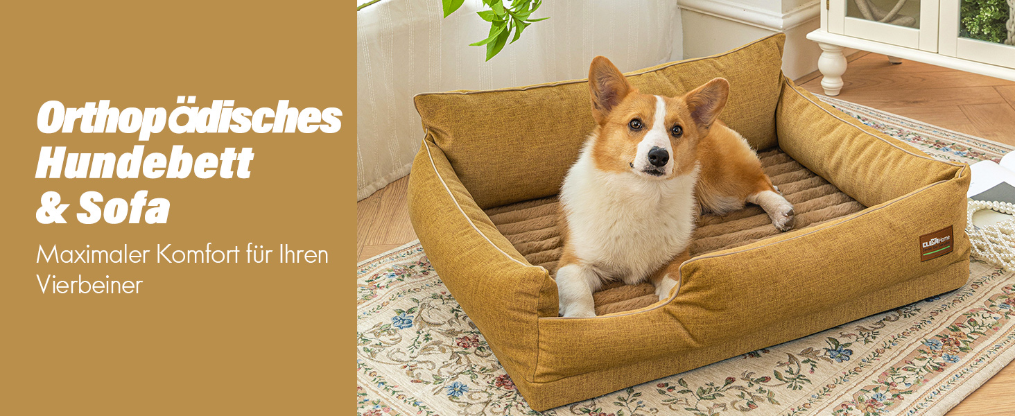 ClevaHome Ортопедичне собаче ліжко/софа для маленьких собак та котів – водовідштовхувальний та пральний чохол, неслизьке дно, комфортне ліжко з піною типу 