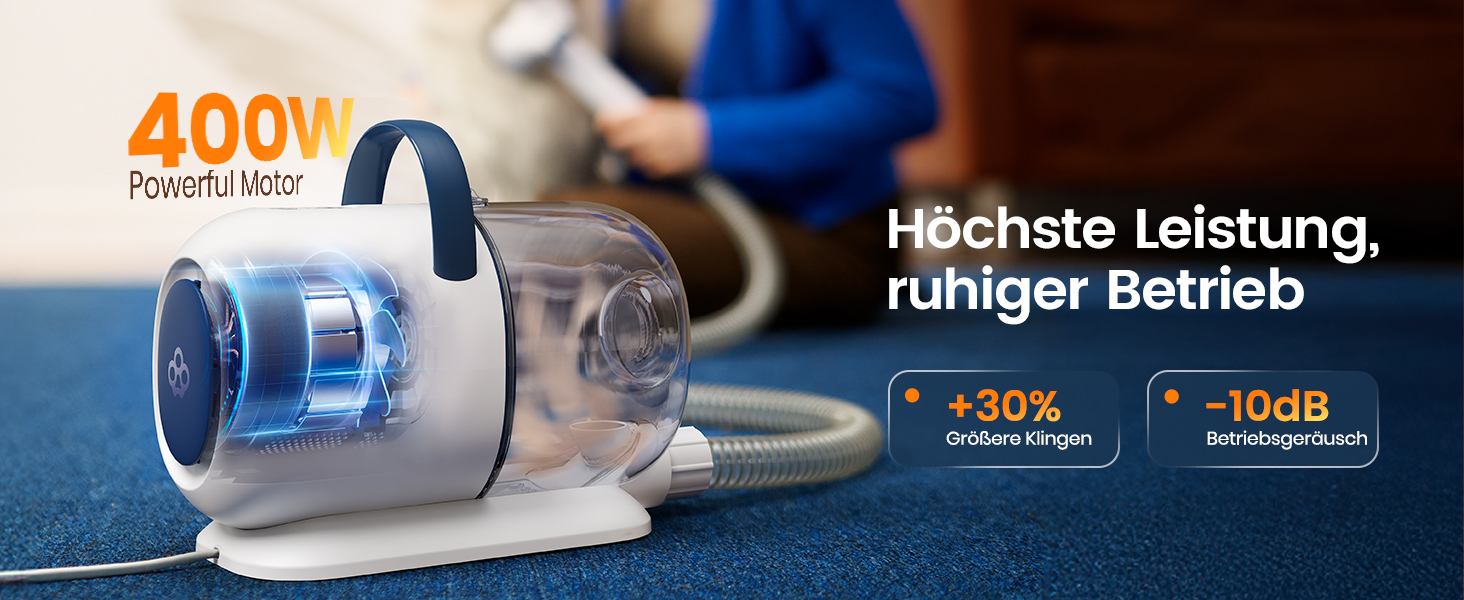 Машинка для стрижки собак Oneisall з пилососом, 15000 Па, видаляє 99.99% шерсті, тиха, 6 насадок для догляду за тваринами