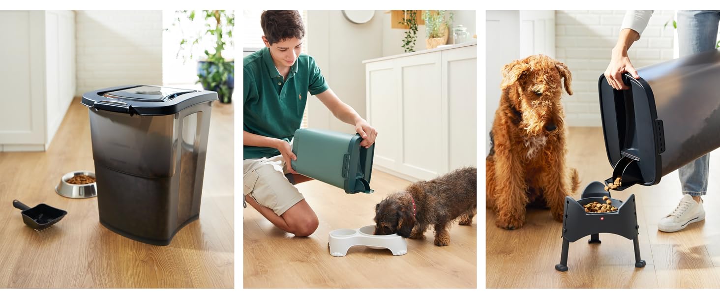 Контейнер для корму Rotho MyPet Cody 10л з кришкою та клапаном, BPA-free, антрацит/білий