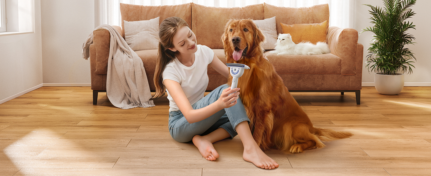 Щітка для вичісування підшерстка собак та котів FEELNEEDY, 4 в 1, для довгошерстих порід, 23+35 зубців, двосторонній спрей, 2 щітки з кожної сторони