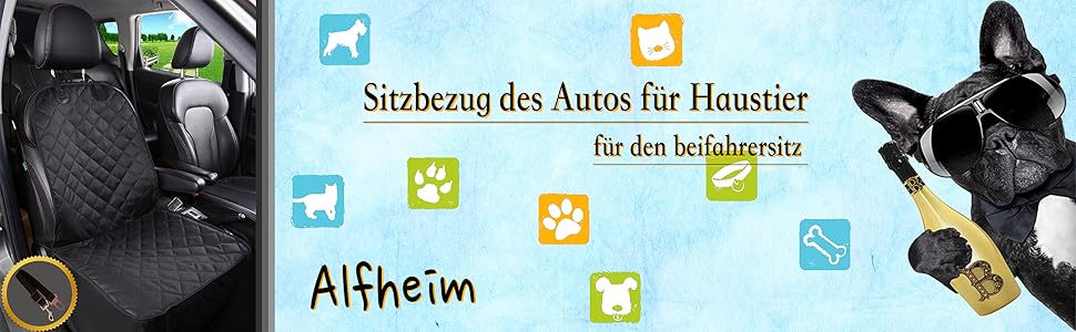 Чохол на автосидіння Alfheim для переднього сидіння – захисний, з антиковзною гумовою основою та регульованим ременем безпеки