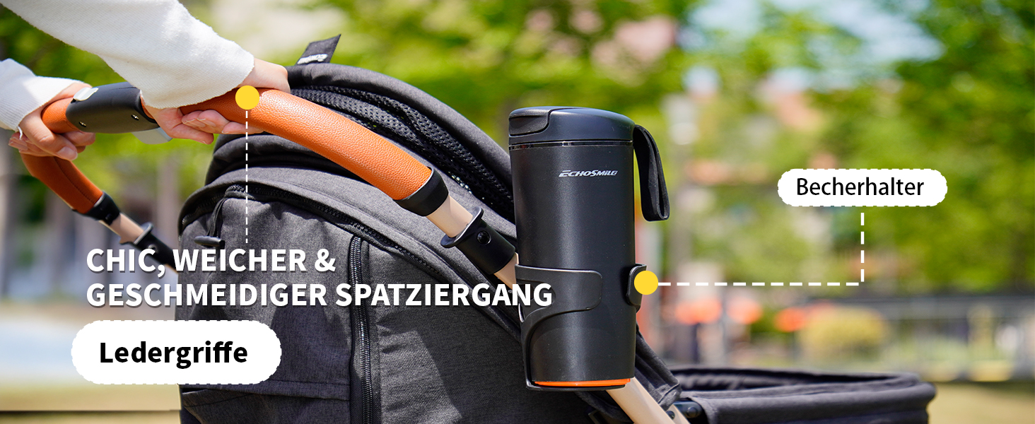 Візок для собак EchoSmile, складний, до 20 кг, для маленьких та середніх собак та котів, з поворотним ручкою, амортизацією та знімним чохлом (чорний)