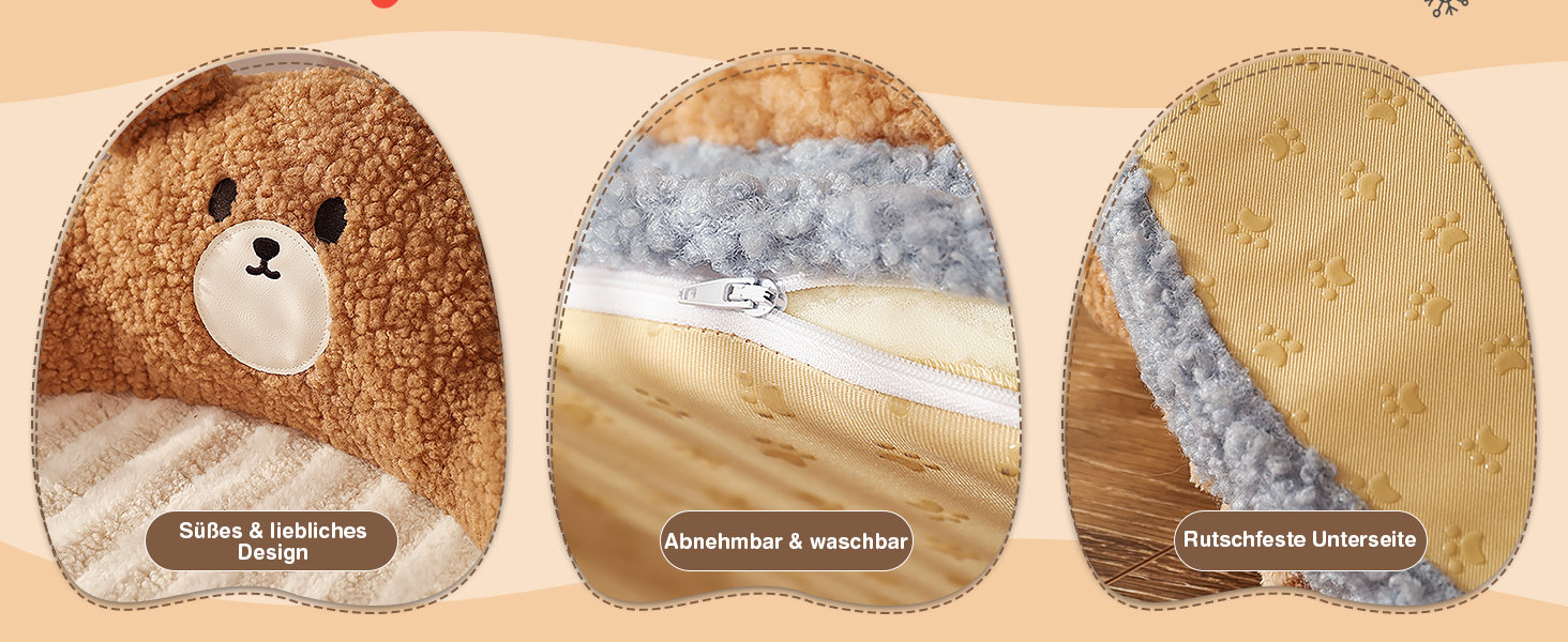 ALLSOPETS Крісло-лежанка для котів, пухнасте, тепле, кругле, для дому, знімний, пральний, для котів, кошенят та маленьких собак (Мокко Браун)